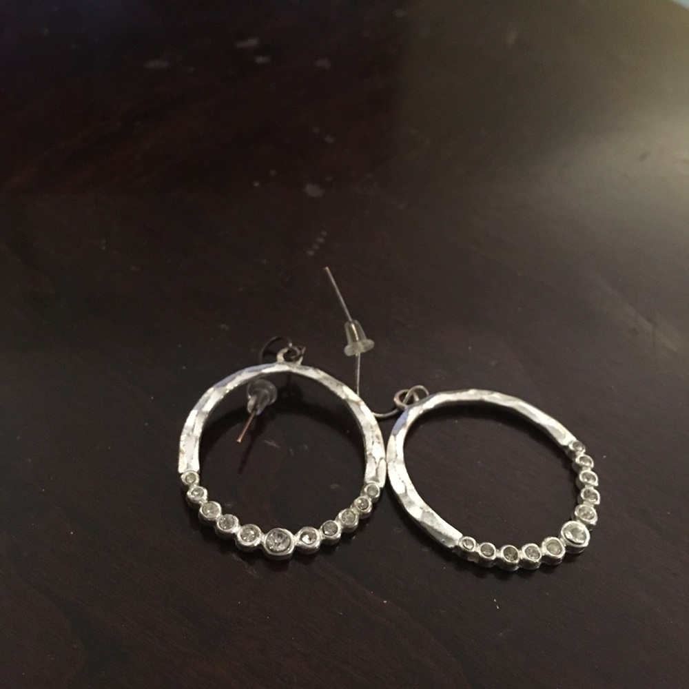 Silver and diamond hoops